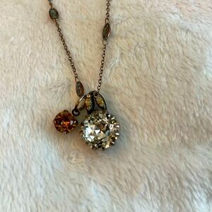 Mariana Large Rivoli pendant with antiqued silver adjustable chain.